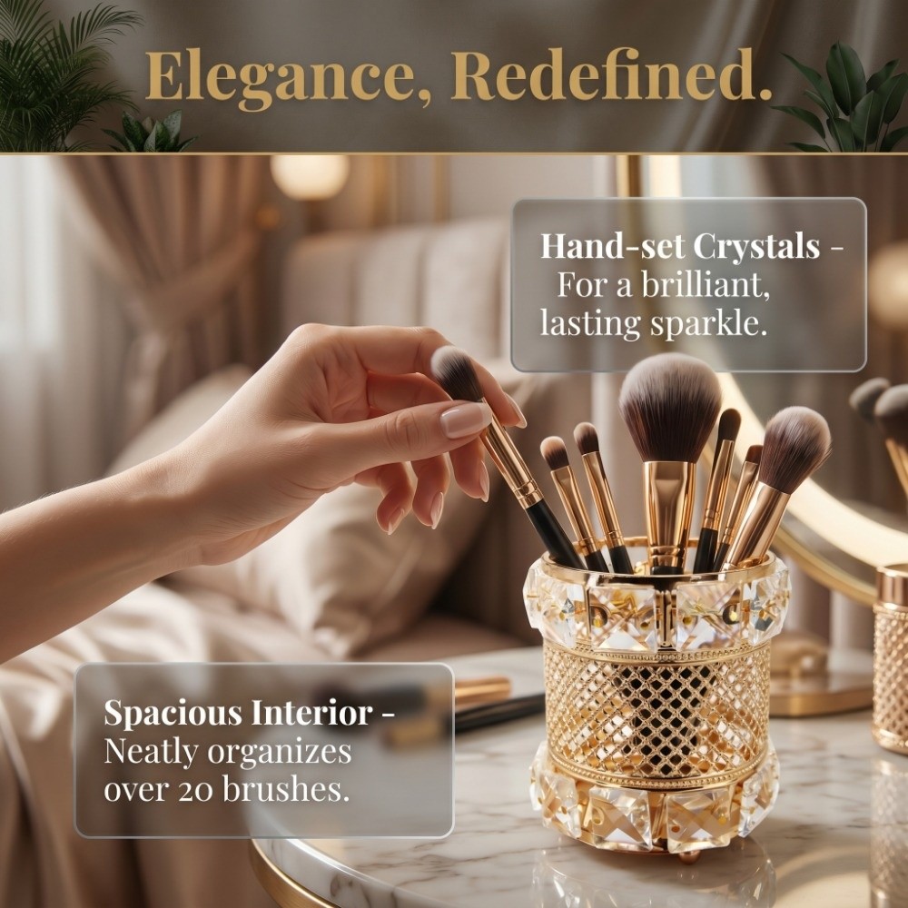 حاوية تخزين ذهبية لفرش المكياج - مراجعة Luxury Skincare And Makeup Brands وسعره